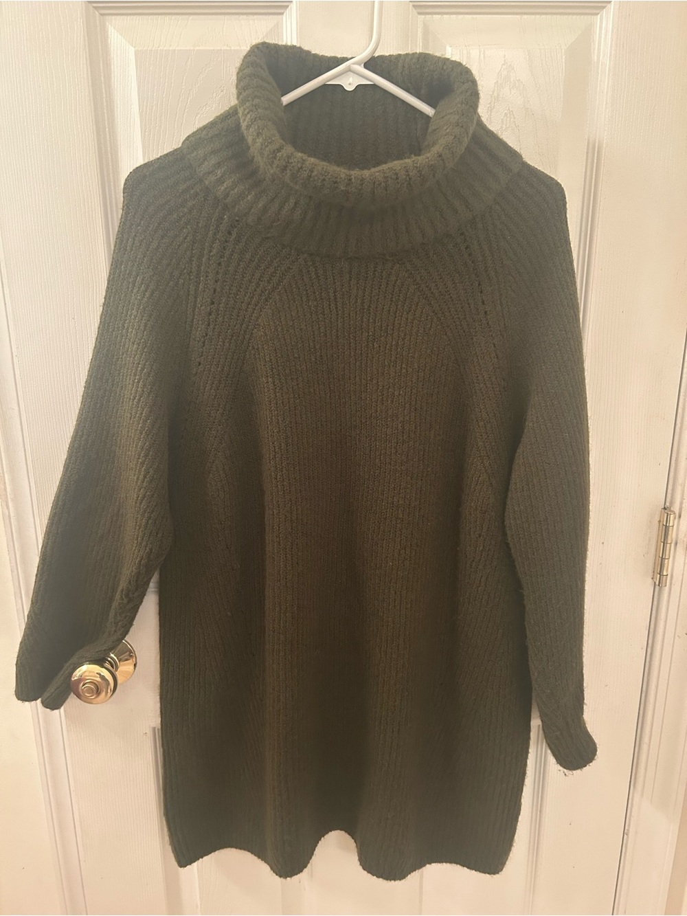 Topshop Olive Green Turtleneck Sweater Dress
